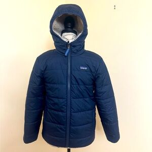Boys Patagonia Reddy Freddy Hooded jacket coat size Large (12) REVERSIBLE!